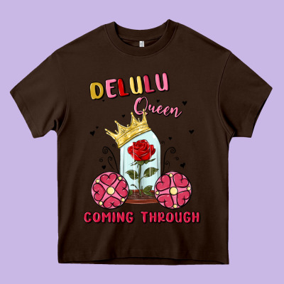 Delulu Queen Coming Through Heavy Core Tee Designed By Maliassmallbusiness