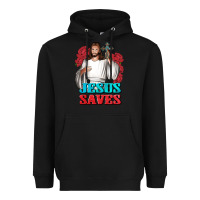 Black Jesus Saves Heavyweight Hoodie - BundleAndBundleShop