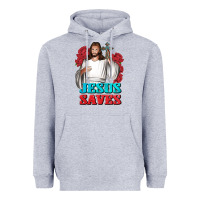 Heather Grey Jesus Saves Heavyweight Hoodie - BundleAndBundleShop