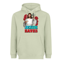 Matcha Jesus Saves Heavyweight Hoodie - BundleAndBundleShop