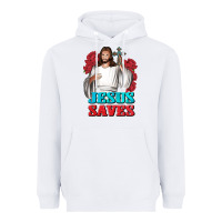 White Jesus Saves Heavyweight Hoodie - BundleAndBundleShop