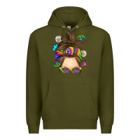 Army Green messy bun tie dye Premium Hoodie - RanaPortraitStore