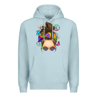 Blue Mist messy bun tie dye Premium Hoodie - RanaPortraitStore