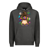 Charcoal Heather messy bun tie dye Premium Hoodie - RanaPortraitStore