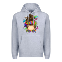 Heather Grey messy bun tie dye Premium Hoodie - RanaPortraitStore