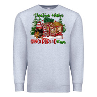 Heather Grey christmas wishes gingerbread kisses Premium Sweatshirt - FaDigitalArtStudio