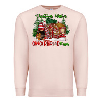 Pale Pink christmas wishes gingerbread kisses Premium Sweatshirt - FaDigitalArtStudio