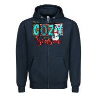 Navy cozy season Zipper Hoodie - OliviaCreatesArt