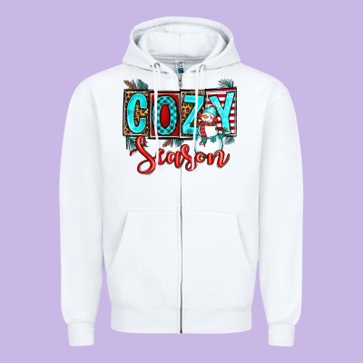 Cozy Season Zipper Hoodie Designed By Oliviacreatesart