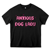 Black anxious dog lady Heavy Core Tee - MaliasSmallBusiness