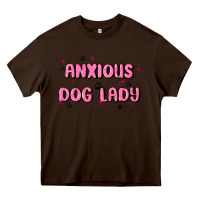 Chocolate Brown anxious dog lady Heavy Core Tee - MaliasSmallBusiness