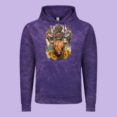 Western Heifer Cow With Crosses Vintage Hoodie Designed By Lillyallendesigns