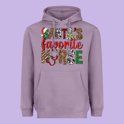 Santa's Favorite Nurse Heavyweight Hoodie Designed By Bundleandbundleshop