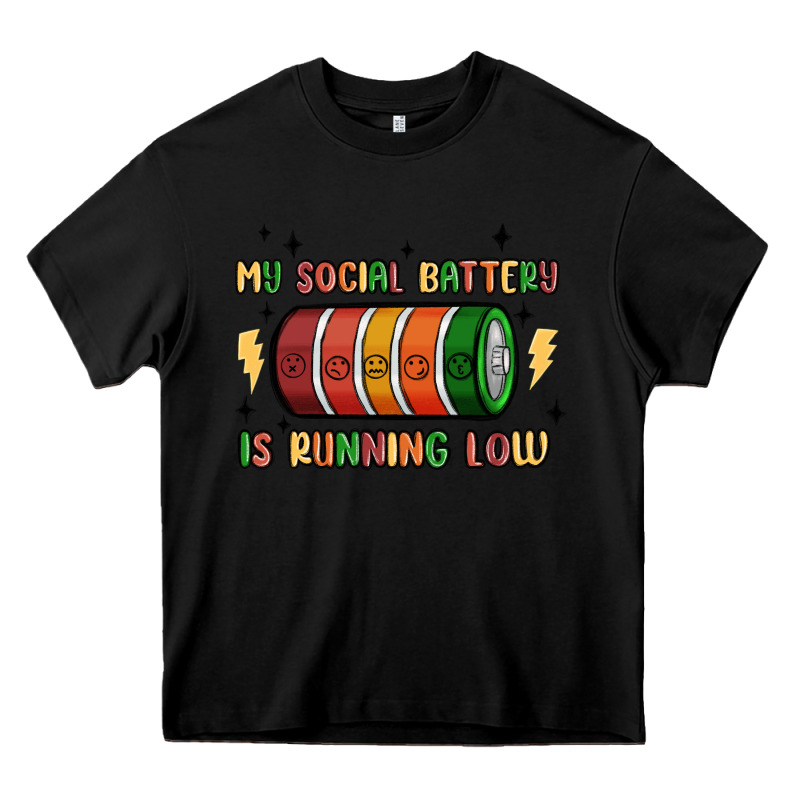Social Battery Heavy Core Tee by MaliasSmallBusiness | Teevron
