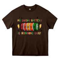 Chocolate Brown social battery Heavy Core Tee - MaliasSmallBusiness