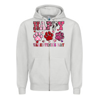 Dove Grey happy valentine's day paws Zipper Hoodie - OliviaCreatesArt