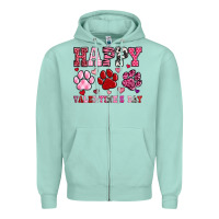 Seafoam happy valentine's day paws Zipper Hoodie - OliviaCreatesArt