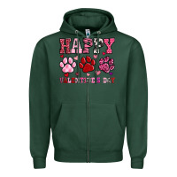 Sports Green happy valentine's day paws Zipper Hoodie - OliviaCreatesArt