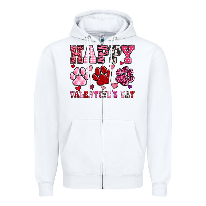 Happy Valentine's Day Paws Zipper Hoodie by OliviaCreatesArt | Teevron