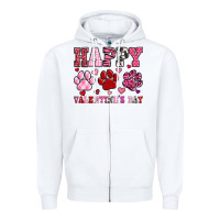 White happy valentine's day paws Zipper Hoodie - OliviaCreatesArt