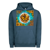 Pigment Midnight Navy Monarch Butterfly Sunflower Urban Hoodie - LillyAllenDesigns