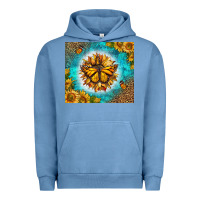 Pigment Pebble Blue Monarch Butterfly Sunflower Urban Hoodie - LillyAllenDesigns