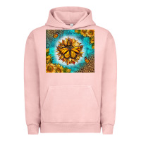 Pigment Salmon Monarch Butterfly Sunflower Urban Hoodie - LillyAllenDesigns