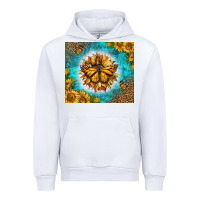 White Monarch Butterfly Sunflower Urban Hoodie - LillyAllenDesigns