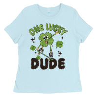 Baby Blue one lucky dude Ladies Tee - MaliasSmallBusiness