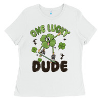 White one lucky dude Ladies Tee - MaliasSmallBusiness