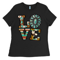 Black turquoise serape love Ladies Tee - Jasminsmagicworld