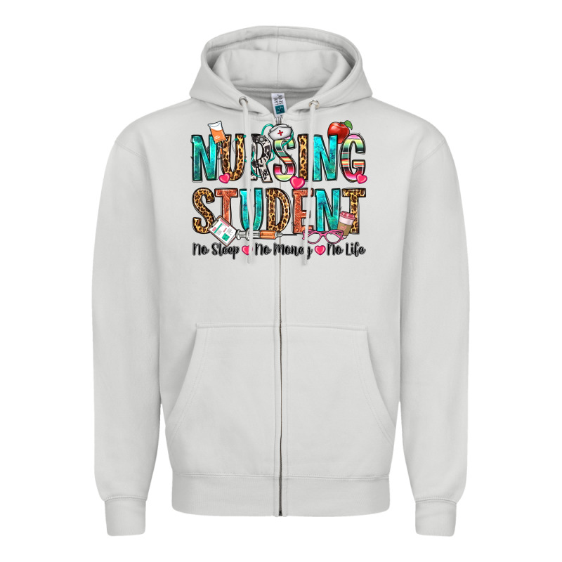 Nursing Student No Sleep No Money No Life Zipper Hoodie by OliviaCreatesArt | Teevron