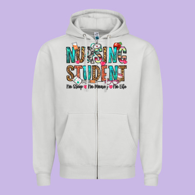 Nursing Student No Sleep No Money No Life Zipper Hoodie Designed By Oliviacreatesart
