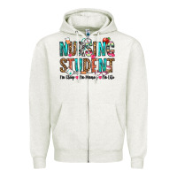 Oatmeal Heather nursing student no sleep no money no life Zipper Hoodie - OliviaCreatesArt