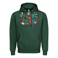 Sports Green nursing student no sleep no money no life Zipper Hoodie - OliviaCreatesArt