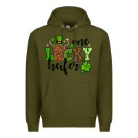 Army Green St. Patrick's Day One lucky Heifer Premium Hoodie - OliviaCreatesArt