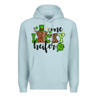Blue Mist St. Patrick's Day One lucky Heifer Premium Hoodie - OliviaCreatesArt