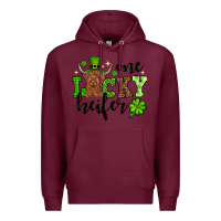 Burgundy St. Patrick's Day One lucky Heifer Premium Hoodie - OliviaCreatesArt