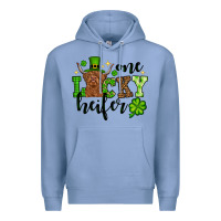 Colony Blue St. Patrick's Day One lucky Heifer Premium Hoodie - OliviaCreatesArt