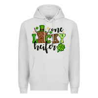 Dove Grey St. Patrick's Day One lucky Heifer Premium Hoodie - OliviaCreatesArt