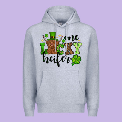 St. Patrick's Day One Lucky Heifer Premium Hoodie Designed By Oliviacreatesart