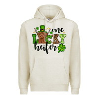 Oatmeal Heather St. Patrick's Day One lucky Heifer Premium Hoodie - OliviaCreatesArt