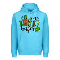 Ocean Blue St. Patrick's Day One lucky Heifer Premium Hoodie - OliviaCreatesArt
