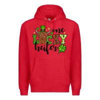 Red St. Patrick's Day One lucky Heifer Premium Hoodie - OliviaCreatesArt
