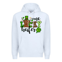White St. Patrick's Day One lucky Heifer Premium Hoodie - OliviaCreatesArt