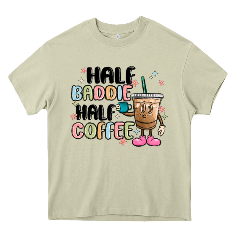 Half Baddie Half Coffee Heavy Core Tee by MaliasSmallBusiness | Teevron