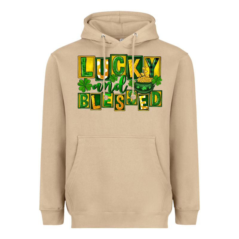 St Patricks Day Lucky And Blessed Heavyweight Hoodie by FaDigitalArtStudio | Teevron