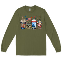 Army Green 4th of july skeleton coffee cups Long Sleeve Tee - Jasminsmagicworld