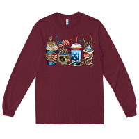 Burgundy 4th of july skeleton coffee cups Long Sleeve Tee - Jasminsmagicworld