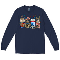 Navy 4th of july skeleton coffee cups Long Sleeve Tee - Jasminsmagicworld